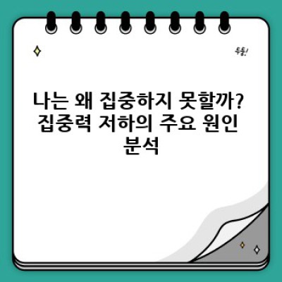 집중력 저하의 진짜 원인과 해결 전략: 나는 왜 집중하지 못할까?